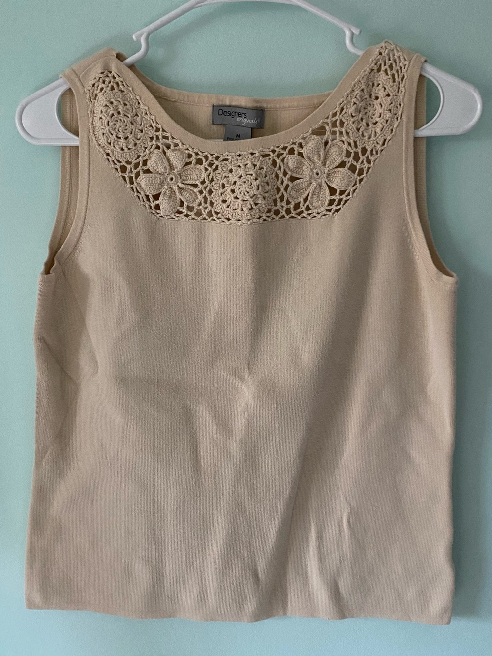 Designers Originals Crochet Yoke Tank Top - Cream